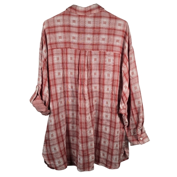 NWT Max Studio Red Plaid Lightweight 100% Cotton Button Down Tunic/Dress Size M - Picture 2 of 13